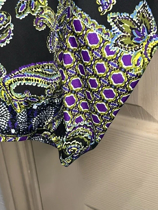 Cato Womens Shift Dress XL Chic Black Paisley Print Colorful Business Casual Tie - Picture 5 of 7